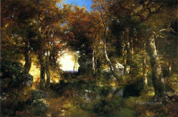 Bosque Painting - El paisaje de Woodland Pool Bosque de bosques de Thomas Moran